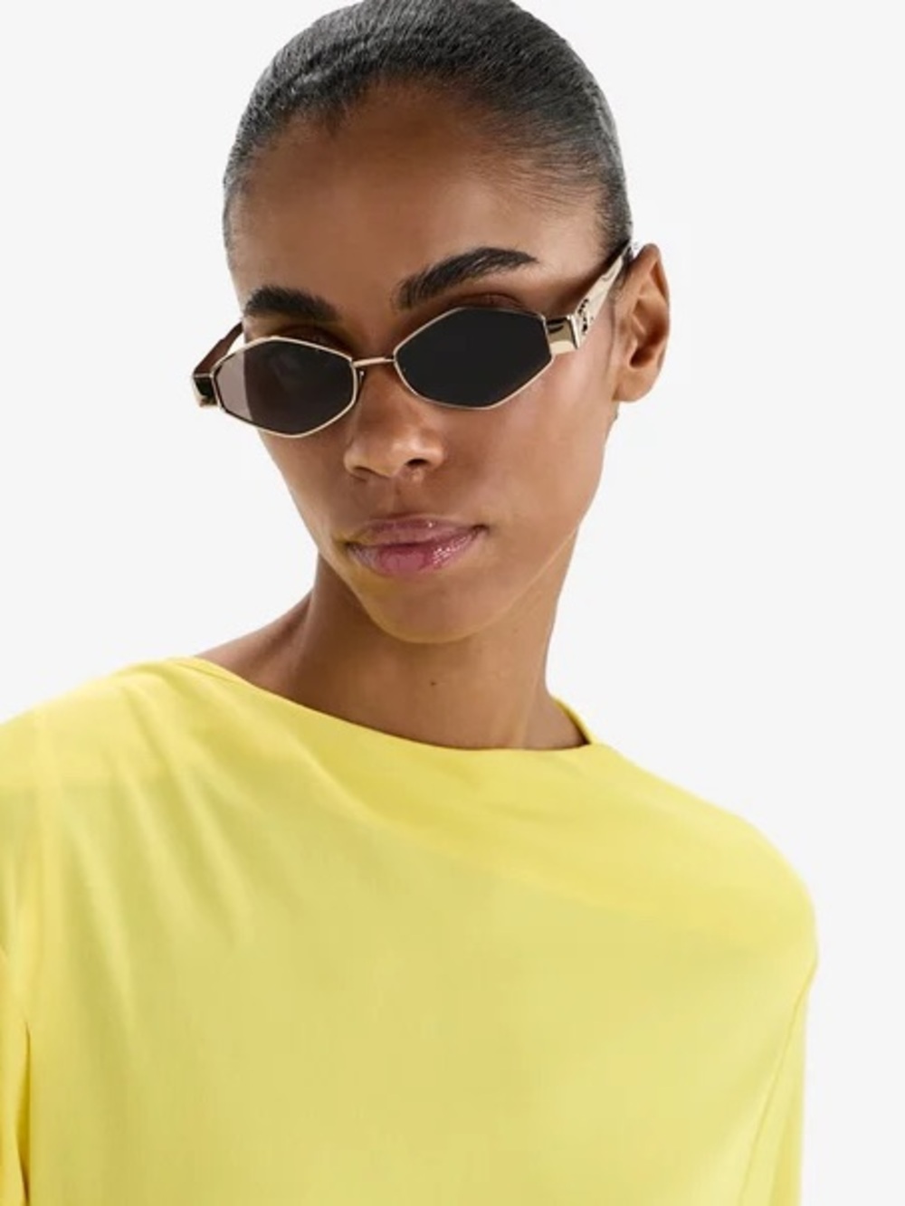 New Celine CL40254U 30N Sunglasses Gold Frame Geometric Shape Authentic - Picture 10 of 16